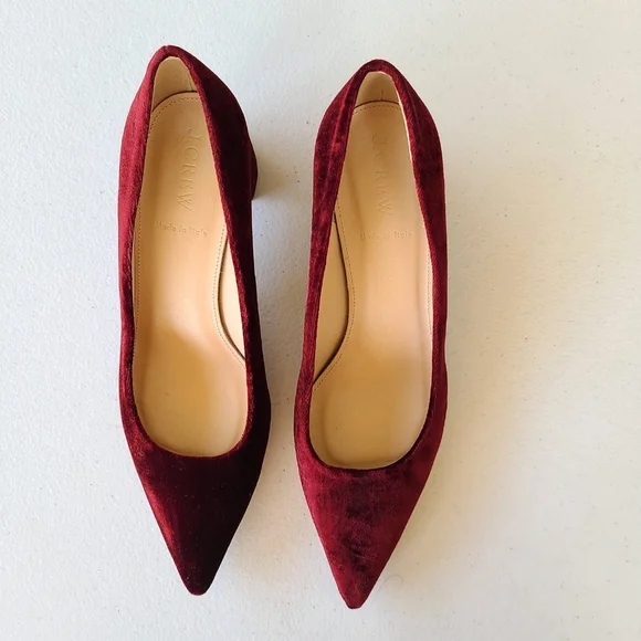 J Crew Avery Burgandy Velvet shoes - Picture 1 of 4
